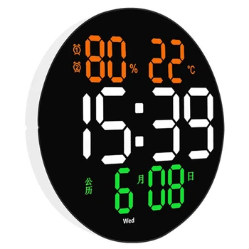 10-дюймовые цифровые светодиодные настенные часы с датой, будильниками и термометром температуры для украшения домашней гостиной
