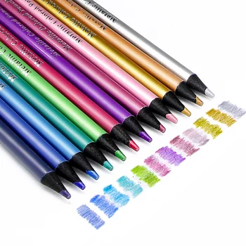 12 Цветных металлических цветных карандашей Набор для рисования эскизов Цветные Карандаши для раскрашивания Профессиональные художественные принадлежности для художника Красочные