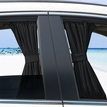 2 автомобильных шторки на переднее и заднее стекло, Универсальные, 50x39 см, регулируемые, Черный аксессуар для интерьера с защитой от ультрафиолета, комплект для защиты от солнечных лучей с направляющей