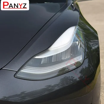2 Шт. Для Tesla Модель 3 X Y S Автомобильная фара Дымчато-черная защитная пленка, прозрачная наклейка из ТПУ против царапин