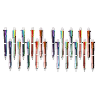 20 Упаковок Шариковых Ручек 6-В-1 Многоцветных Выдвижных Шариковых Ручек 0,5 Мм С Красочными Чернилами, Многоцветная Ручка Для Школы