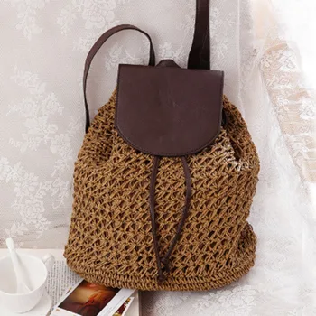 2018 Британский летний новый рюкзак, соломенная вязаная сумка для путешествий, отдыха, пляжная сумка, тканая сумка из травы, женская сумка
