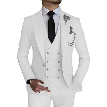 2023 Модный Новый мужской бутик для отдыха, деловой однотонный свадебный костюм, пальто, брюки, жилет, комплект из 3 предметов, платье, блейзеры, куртка, Брюки