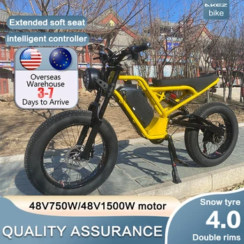 2024 Новый Электрический велосипед AKEZ с алюминиевой рамой 48 В 750 Вт 1500 Вт, Ретро мотоцикл, EBike, Гидравлический тормоз, Высокоэлектрический мотоцикл