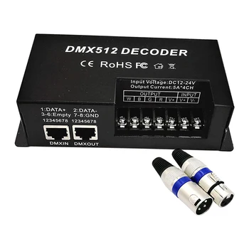 4-канальный DMX-декодер RGBW PWM DMX512, драйвер диммера, контроллер освещения RGBW, вход 12 В-24 В постоянного тока