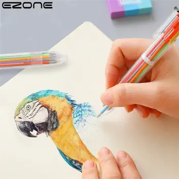 EZONE 6 шт. Набор 6 цветов Шариковая Ручка Гелевая Ручка Канцелярские Принадлежности Push Многоцветная Ручка Милая Пластиковая Креативная Цветная Ручка универсальная Гелевая Ручка
