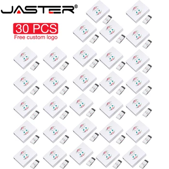JASTER 30 ШТ. ЛОТ USBфлэшнакопитель 128 ГБ Бесплатная карта памяти с пользовательским логотипом 64 ГБ Белая кожаная ручка-накопитель 32 ГБ Флешка с цветной печатью