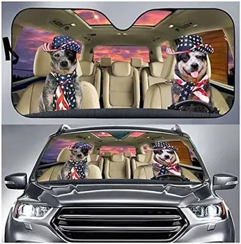 SWEEZEE Забавная крутая австралийская пастушья собака за рулем, солнцезащитный козырек на лобовое стекло, автомобильный солнцезащитный козырек, складывающийся гармошкой для передних стекол автомобилей (