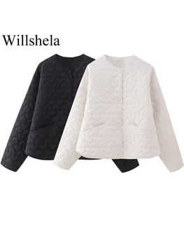 Willshela/ Женские модные однобортные зимние теплые парки с круглым вырезом и длинными рукавами, шикарные женские топы, наряды