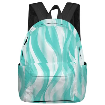 Абстрактная градиентная линия, цветной блок, скрученный зеленый, Женские Мужские рюкзаки, Водонепроницаемый школьный рюкзак для студенток, сумка Mochila