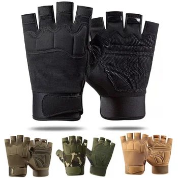 Армейские перчатки для стрельбы без пальцев, мужские тактические перчатки с полупальцами, Противоскользящие Перчатки для занятий спортом на открытом воздухе, езда на велосипеде, Перчатки для фитнеса