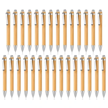 Бамбуковые ручки для гравировки, набор деревянных выдвижных бамбуковых ручек с дополнительной заправкой черными чернилами, шариковая ручка для ведения журнала