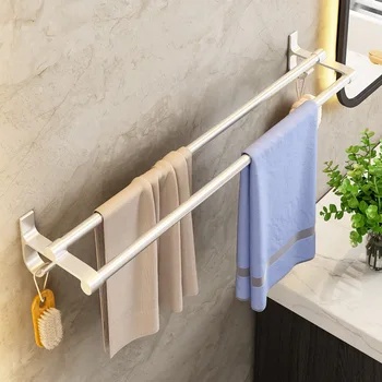 Вешалка для полотенец без перфорации, настенный унитаз alumimum, удлиняющий и утолщающий ванную комнату, двойной стержень, полотенцесушитель с одним стержнем