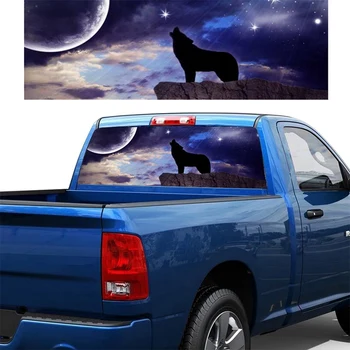Волк и Луна для грузовика Jeep Suv Пикап 3D наклейка на заднее лобовое стекло Декор Плакат на заднем стекле 53,1 X 14,2 дюйма