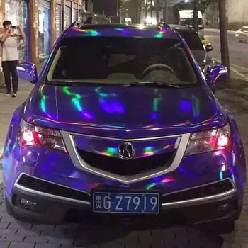 Высококачественная фиолетовая голографическая автомобильная виниловая пленка для отделки кузова автомобиля с пузырьками воздуха, наклейка на автомобиль