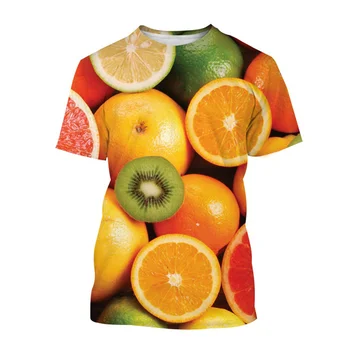 Горячая распродажа, Мужская футболка с 3D-печатью, Фруктово-оранжевая, Модная Летняя Футболка с короткими рукавами, Повседневные крутые уличные футболки, Топы уличной одежды