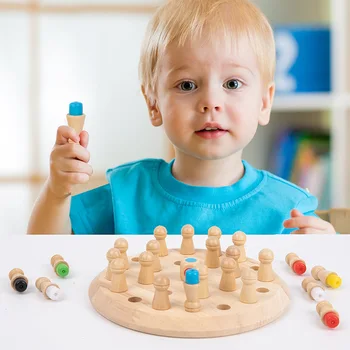 Детские Деревянные шахматы на спичечную палочку с эффектом памяти, веселые цветные настольные пазлы, развивающие игрушки, обучающие познавательные способности, игрушки для детей