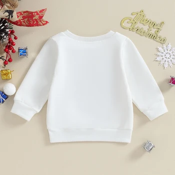 Детские рождественские толстовки, пуловеры в стиле ретро с длинными рукавами и буквенным принтом, зимние топы для новорожденных