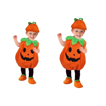 Детский Костюм тыквы на Хэллоуин со шляпой, косплей для маленьких девочек и мальчиков, одежда для сценических вечеринок