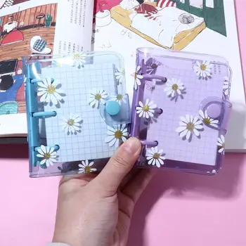 Дневник Kawaii Hand Book Journal Мини-блокнот с ромашкой и 3 отверстиями, связующее кольцо для блокнота с отрывными листьями