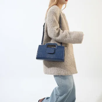 Женская маленькая квадратная сумка на цепочке, новинка зимы 2024, модная простая сумка через плечо, кошельки и сумочки через плечо для женщин