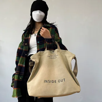Женская сумка-тоут 2023, новая корейская версия повседневной сумки-мессенджера в стиле ретро Lazy, тканевая сумка большой емкости