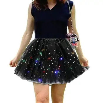 Женский костюм 50-х годов, светящаяся юбка-пачка со светодиодной подсветкой, юбка-пачка для взрослых, светящийся костюм феи, карнавальная фатиновая юбка для вечеринки на Хэллоуин