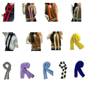 Женский узкий шарф, пояс в тонкую полоску, длинный галстук, шарф, ручка для сумки, колье, шарф субкультуры для челнока в стиле Y2K
