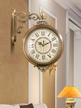 Заводные двухсторонние настенные часы Гостиная Подвесные настенные часы Домашняя мода Новый китайский стиль Европейский стиль Карманные часы Часы