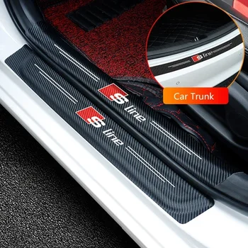 Защитные Наклейки на Порог Заднего Бампера Багажника Автомобиля для Audi Sline A3 A4 A5 A6 A7 S3 S4 S5 S6 S7 RS4 RS5 B5 B8 SQ3 SQ7