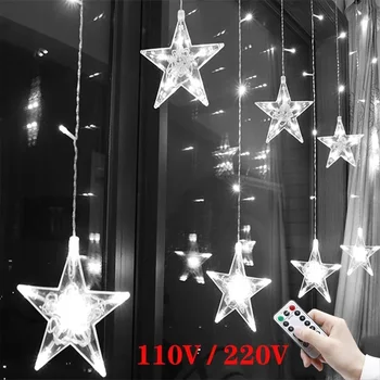 Звездные гирлянды, светодиодная Рождественская гирлянда, сказочный занавес, 2,5 м, для спальни, для украшения домашней вечеринки в Рамадан 2023