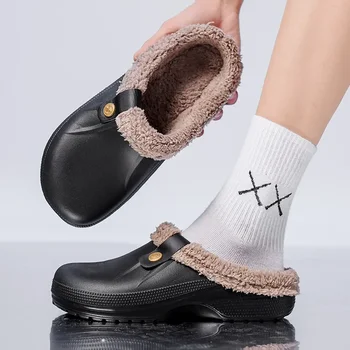 Зимние большие размеры плюс кашемир, новые домашние хлопчатобумажные тапочки для влюбленных женщин, хлопчатобумажная обувь Baotou для мужчин, теплая шерстяная обувь