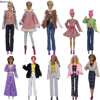 Зимний комплект одежды для куклы Барби, наряд для куклы Барби, пальто, топ, юбка, Брюки для куклы Барби 1/6, аксессуары для кукол, детские игрушки своими руками для детей