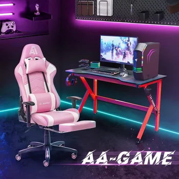Игровое кресло AA Products С высокой спинкой, эргономичный Компьютерный гоночный Регулируемый геймер с подставкой для ног, стул – Blackgreen