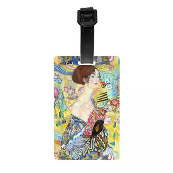 Изготовленная на Заказ Японская Багажная Бирка Fan Lady С Именной Карточкой Gold Gustav Klimt Symbolism Privacy Cover ID Label для Дорожной Сумки Чемодана