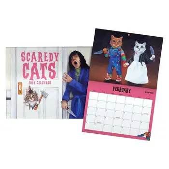 Календарь кошки на 12 месяцев Креативный настенный ежемесячный календарь Scaredy Cat для планирования, организации и ежедневника