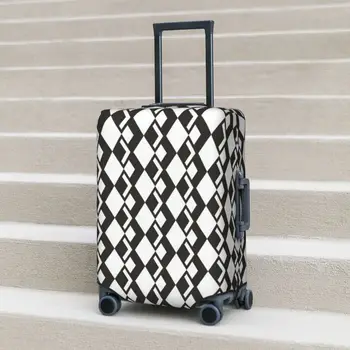 Классический чехол для чемодана с рисунком в виде ромба, черно-белый, на резинке, для путешествий, для защиты багажа, для круизной поездки