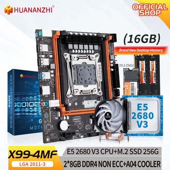 Комбинированный комплект материнской платы HUANANZHI X99 4MF X99 с XEON E5 2680 v3 с 2 * 8G DDR4 NON-ECC с M.2 NVME 256G с кулером A04