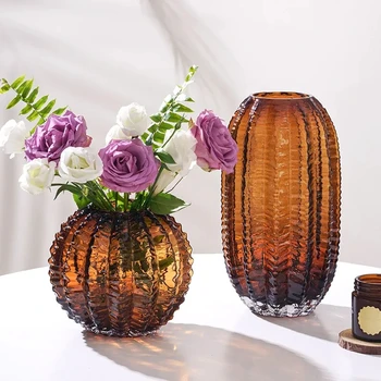 Креативная Прозрачная Стеклянная ваза в форме кактуса С неправильными вогнутыми и выпуклыми линиями, Аксессуары для украшения ваз для цветов в террариуме