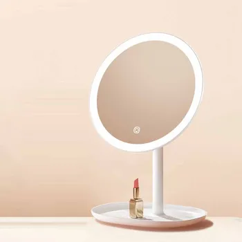 Круглое зеркало с подсветкой для ванной комнаты в Скандинавском корейском стиле, туалетное зеркало, милый дизайн, портативное украшение комнаты Espejo Cuerpo Entero, Эстетика C