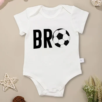 Летнее боди для мальчика Football BRO из хлопка высокого качества, повседневная одежда для младенцев, с коротким рукавом и круглым вырезом, многоцветный челнок