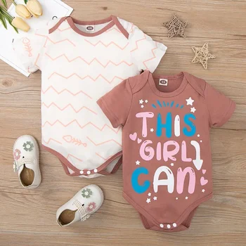 Летний комбинезон для маленьких девочек и мальчиков, боди с коротким рукавом и цельнокроеное платье для новорожденных, треугольная форма, 5-дневная доставка детской одежды