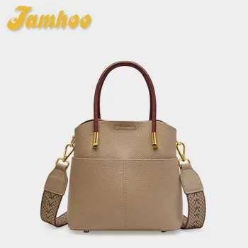 Летний топ Jamhoo 2023, сумки-ведра из мягкой кожи для женщин, универсальная сумка, кожаная сумка-тоут, повседневная сумка через плечо высокого качества.