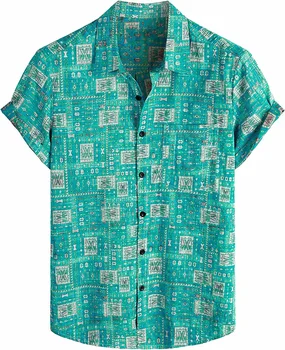 Летняя мужская гавайская рубашка, повседневная рубашка с цветочным рисунком, короткий рукав, однобортная пляжная тропическая модная рубашка оверсайз