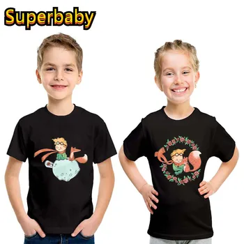Маленький принц, художественная печать, Детская футболка с рисунком, повседневная одежда для маленьких мальчиков и девочек, Летняя детская хлопковая футболка с коротким рукавом