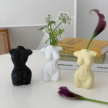 Мини-обнаженная женская скульптура, Ваза для цветов, боди-арт, Дизайнерские вазы, Фигурные Цветочные горшки, Креативные женские резинки