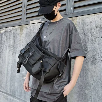 Модные нейлоновые сумки через плечо в готическом стиле, черные сумки-мессенджеры через плечо для мужчин, женская модная одежда в стиле хип-хоп, поясные сумки в готическом стиле