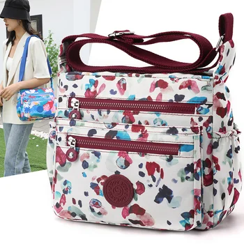 Модные сумки через плечо для женщин, нейлоновые женские сумки-мессенджеры с цветочным принтом, сумка для мобильного телефона матери