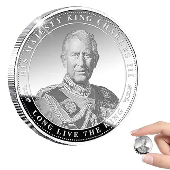 Монеты короля Карла III Памятные вещи Его Величества 3D Памятный сувенир с тиснением Король Англии Коллекционная монета Мемориал
