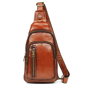 Мужской рюкзак через плечо, Слинг, нагрудная сумка, дорожные Ретро-сумки из натуральной воловьей кожи для мужчин